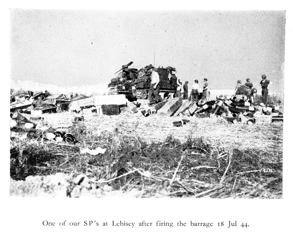 SP at Lebisey, France,  after firing the barrage, July 18 1944
